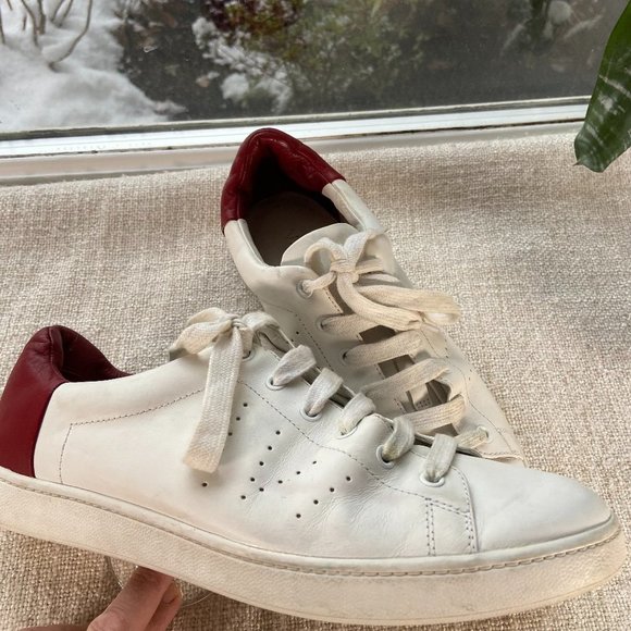 VINCE Leather Low-Top kicks red And white sneakers Size 9 M (11 W) - Picture 4 of 6